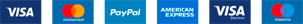 Visa, Mastercard, PayPal, American Express, Visa Electron, Maestro