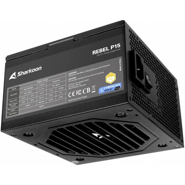Alimentatore Sharkoon Rebel P15 80PLUS Gold ATX 3.1 PCIe 5.1 650W Nero Alimentatore Sharkoon Rebel P15 80PLUS Gold ATX 3.1 PCIe 5.1 650W Nero