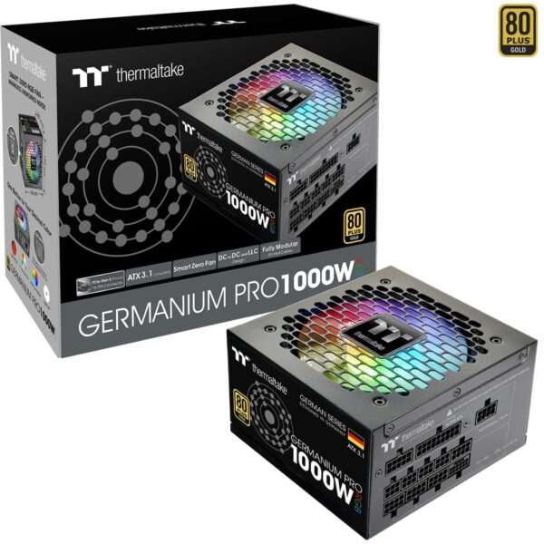 Alimentatore Thermaltake Germanium Pro RGB 1000W 80Plus Gold Atx 3.1 Nero