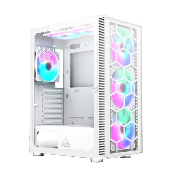 Case Montech X3 Glass Midi-Tower RGB Vetro Temperato Bianco