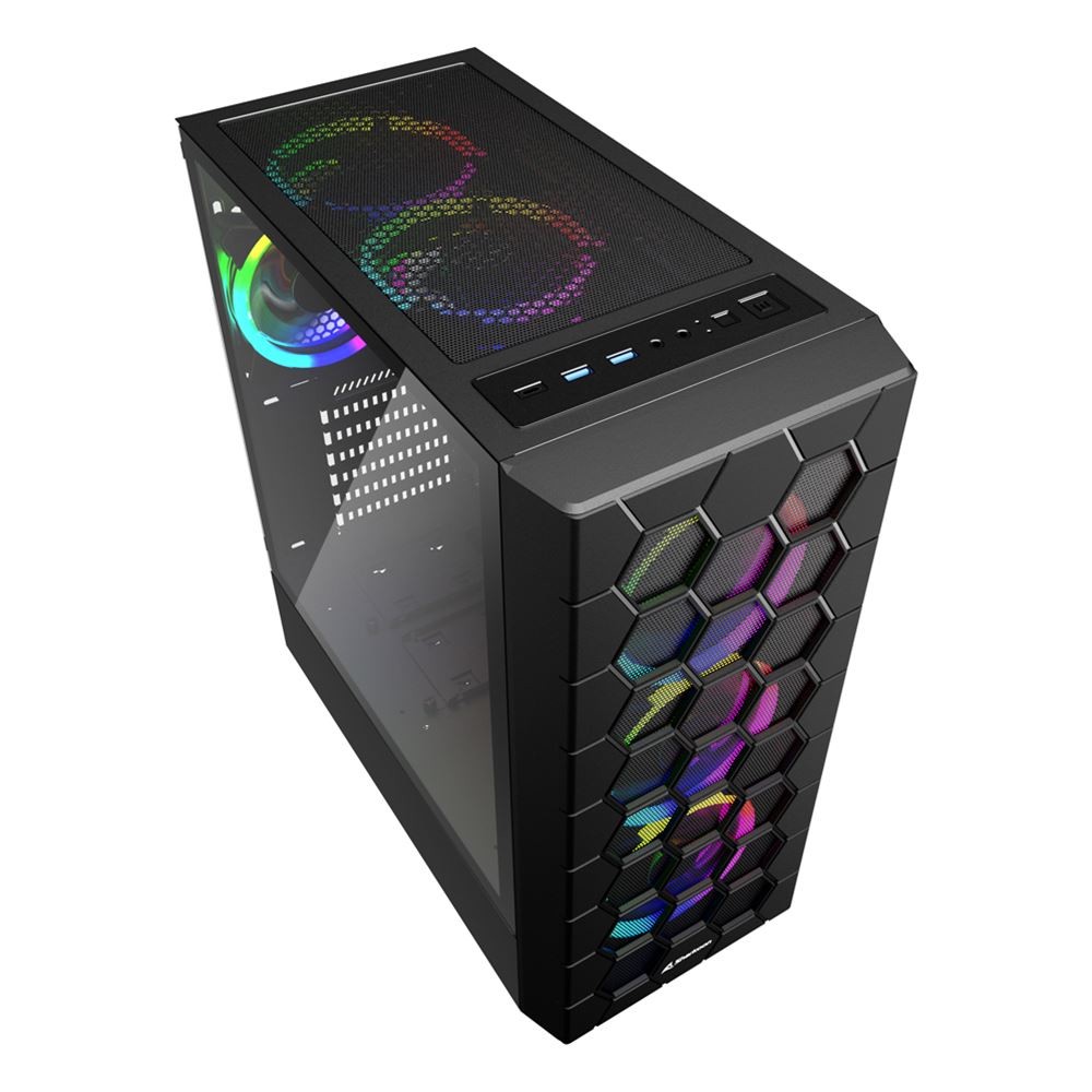 Case Sharkoon RGB HEX Nero Vetro Temperato Midi Tower Case Sharkoon RGB HEX Nero Vetro Temperato Midi Tower
