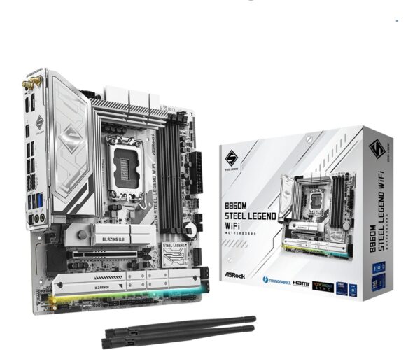 Scheda Madre ASROCK B860M Steel Legend WIFI LGA 1851 DDR5 Micro ATX Bianco