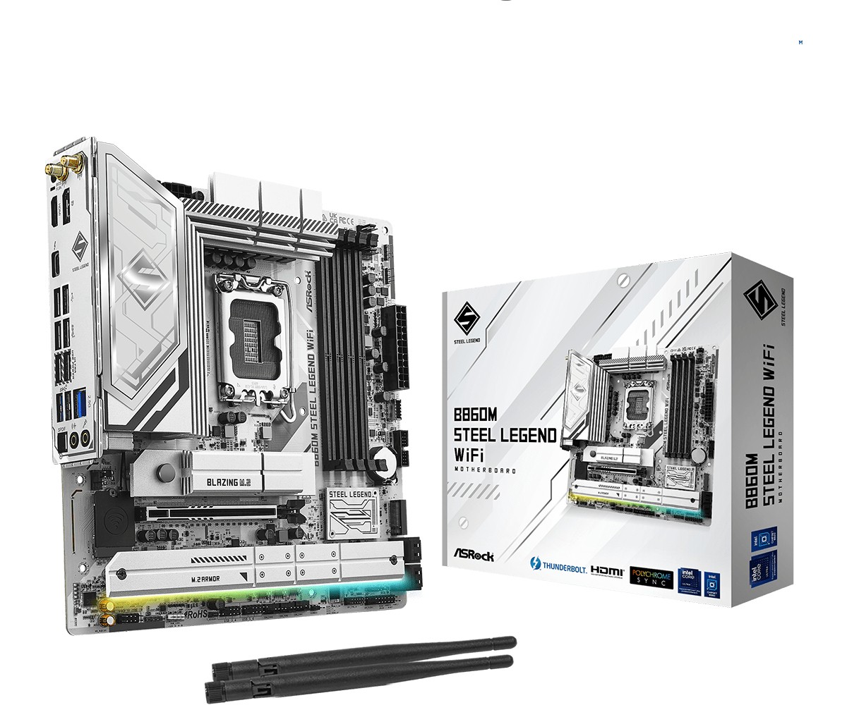 Scheda Madre ASROCK B860M Steel Legend WIFI LGA 1851 DDR5 Micro ATX Bianco Scheda Madre ASROCK B860M Steel Legend WIFI LGA 1851 DDR5 Micro ATX Bianco