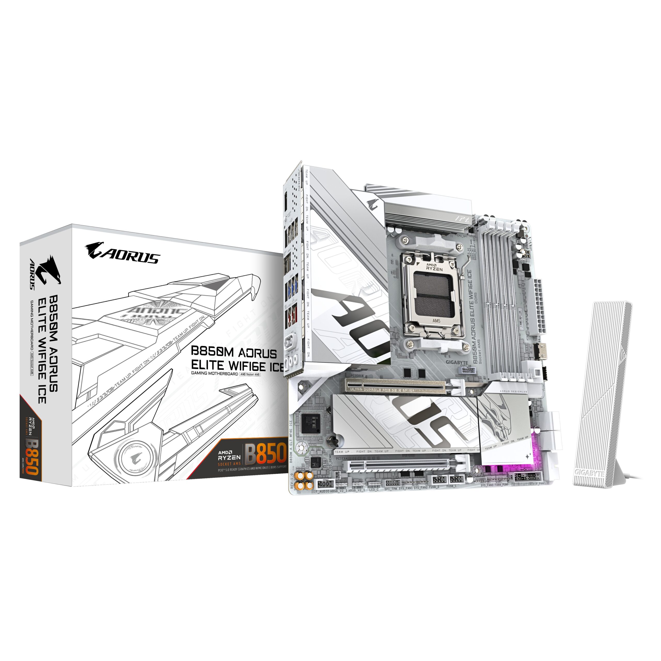 Scheda Madre Gigabyte GA-B850M A ELITE WIFI 6E ICE AM5 DDR5 Micro ATX Scheda Madre Gigabyte GA-B850M A ELITE WIFI 6E ICE AM5 DDR5 Micro ATX