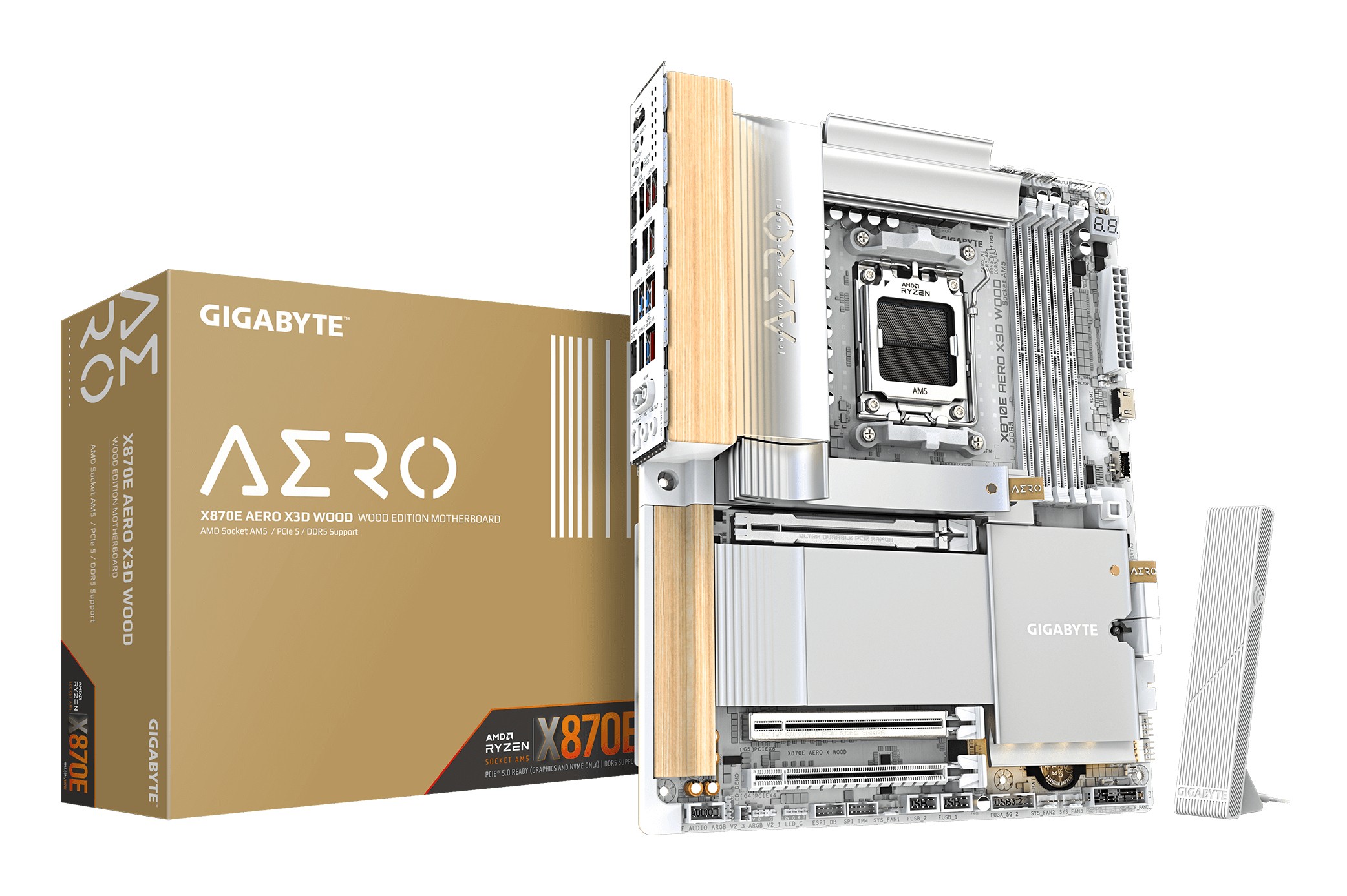 Scheda Madre GIGABYTE X870E AERO X3D WOOD AM5 ATX Bianco Scheda Madre GIGABYTE X870E AERO X3D WOOD AM5 ATX Bianco