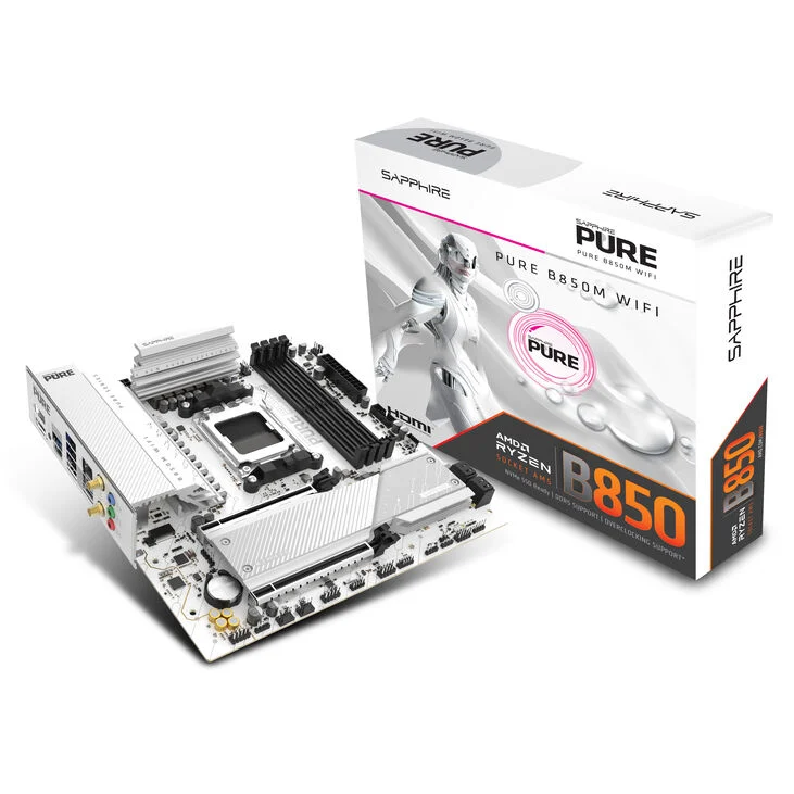 Scheda Madre Sapphire Pure B850M WiFi Socket AM5 m-ATX DDR5 Bianco Scheda Madre Sapphire Pure B850M WiFi Socket AM5 m-ATX DDR5 Bianco