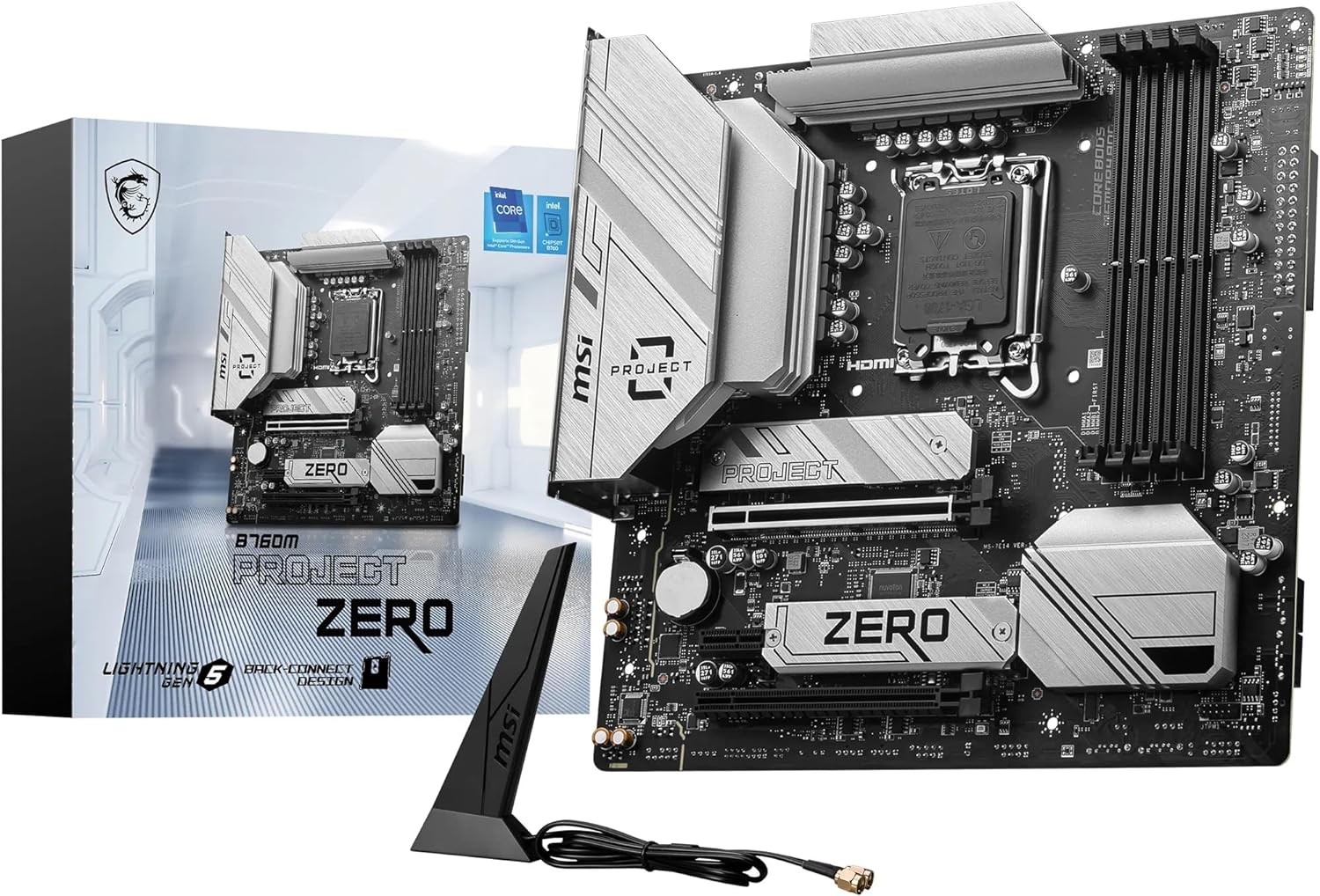 Scheda madrea MSI B760M Project Zero LAG 1700 Scheda madrea MSI B760M Project Zero LAG 1700