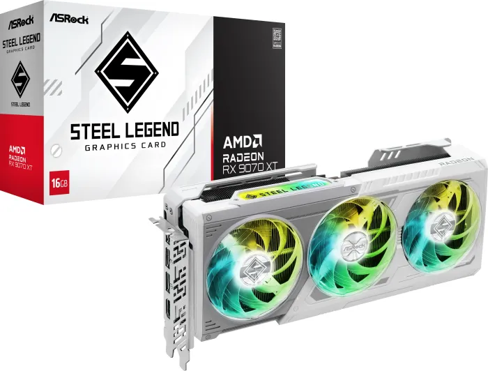 Scheda Video AMD ASRock Radeon RX 9070 XT 16GB Steel Legend Bianco Scheda Video AMD ASRock Radeon RX 9070 XT 16GB Steel Legend Bianco