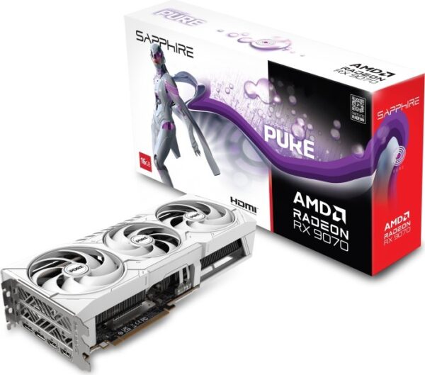 Scheda Video AMD SAPPHIRE PURE Radeon RX 9070 16GB Gaming OC (UEFI) Bianco