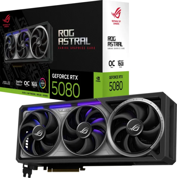Scheda Video ASUS ROG Astral Nvidia GeForce RTX 5080 OC Edition 16GB GDDR7 Nero