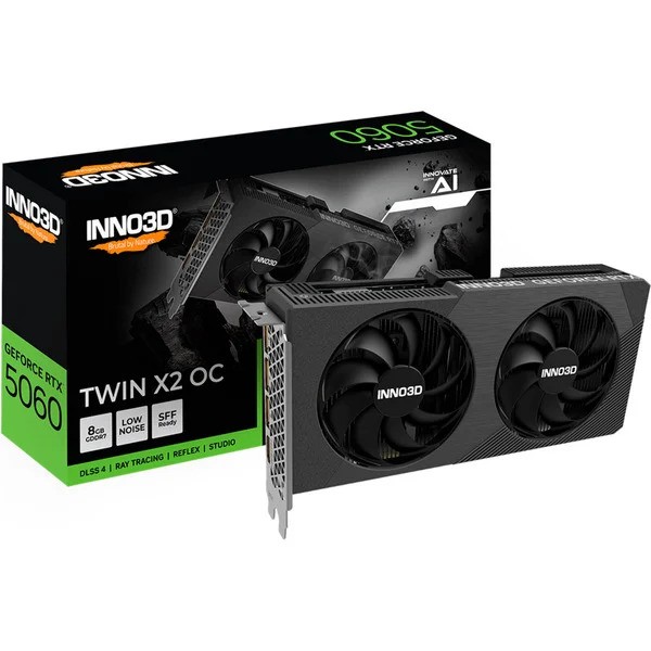 Scheda Video INNO3D Nvidia GeForce RTX 5060 TWIN X2 OC V2 8GB GDDR7 Nero