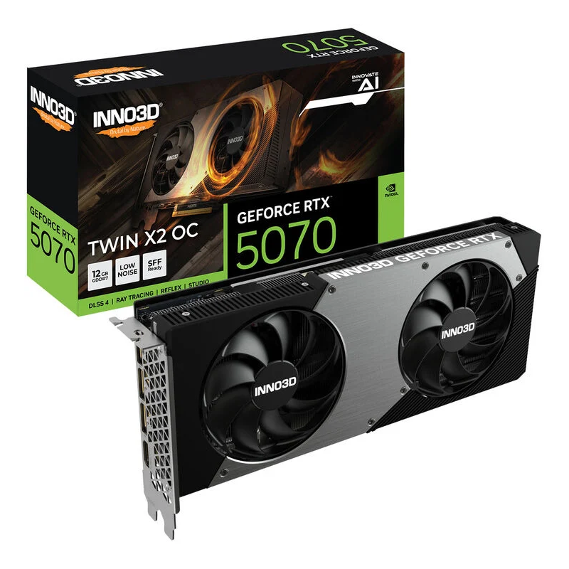 Scheda Video INNO3D Nvidia GeForce RTX 5070 Twin X2 OC 12GB GDDR7 Nero Scheda Video INNO3D Nvidia GeForce RTX 5070 Twin X2 OC 12GB GDDR7 Nero