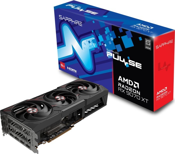 Scheda Video Sapphire PULSE Radeon RX 9070 XT AMD 16 GB GDDR6 Nero Scheda Video Sapphire PULSE Radeon RX 9070 XT AMD 16 GB GDDR6 Nero
