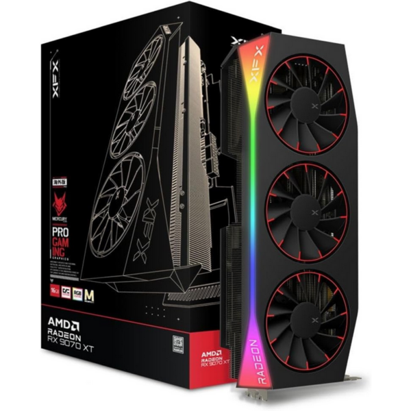 Scheda Video XFX AMDRadeon RX 9070XT MERCURY Magnetic Air RGB Gaming 16 GB OC GDDR6 Nero