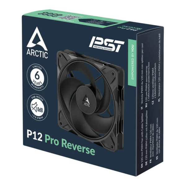 Ventole ARCTIC P12 Pro Reverse Blade PWM 120mm Nero Kit Da 3