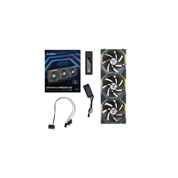 Ventola Lian Li UNI FAN SL Ventola Wireless ARGB PWM Kit da 3 con controller Lama Inversa 120mm Nero